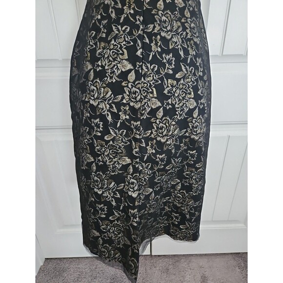 Vera Wang Black & Gold Metallic Brocade Party Cocktail Dress Size 2 Gorgeous! - Picture 9 of 16